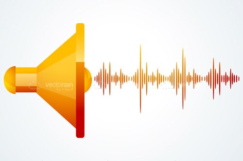 Abstract Orange Speaker with Sound Waves